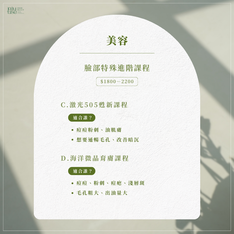 台南紐緹絲美容價目表：提供深層清粉刺、育膚堂專業護理、臉部經絡撥筋、美白保濕課程等詳細費用。服務位於台南市北區，價格公開透明。